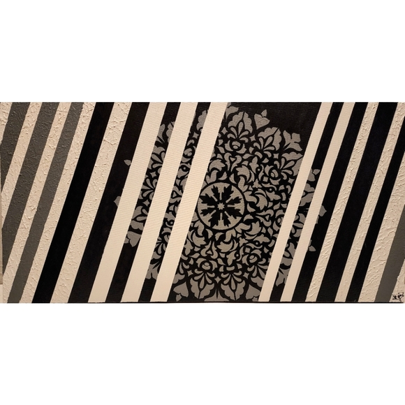 HANDCRAFTED Artwork HANDPAINTED Painting Abstract Mandela Art 18x36 Canvas Decor - Picture 2 of 9